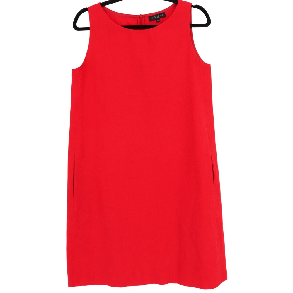 Antonelli Firenze Red Cotton Stretch Sleeveless Shift Dress Italy Size 40